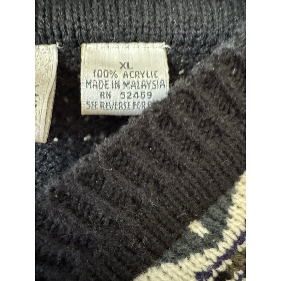 Ash Creek Trading Sweater Mens XL Black V Neck Southwestern Aztec Vintage - Picture 3 of 8